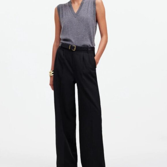 Madewell NWT The Harlow Wide-Leg Pant in Drapey Twill Cotton Linen Blend sz 0 - Picture 1 of 8